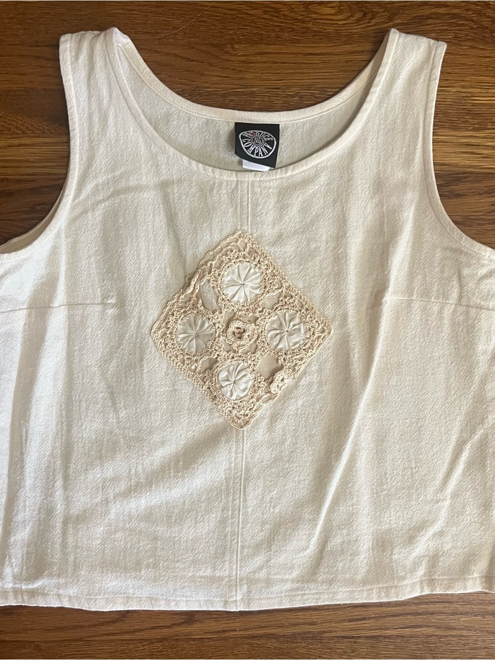 Produce Co S cotton tank top shell granny square crochet boho hippie granola